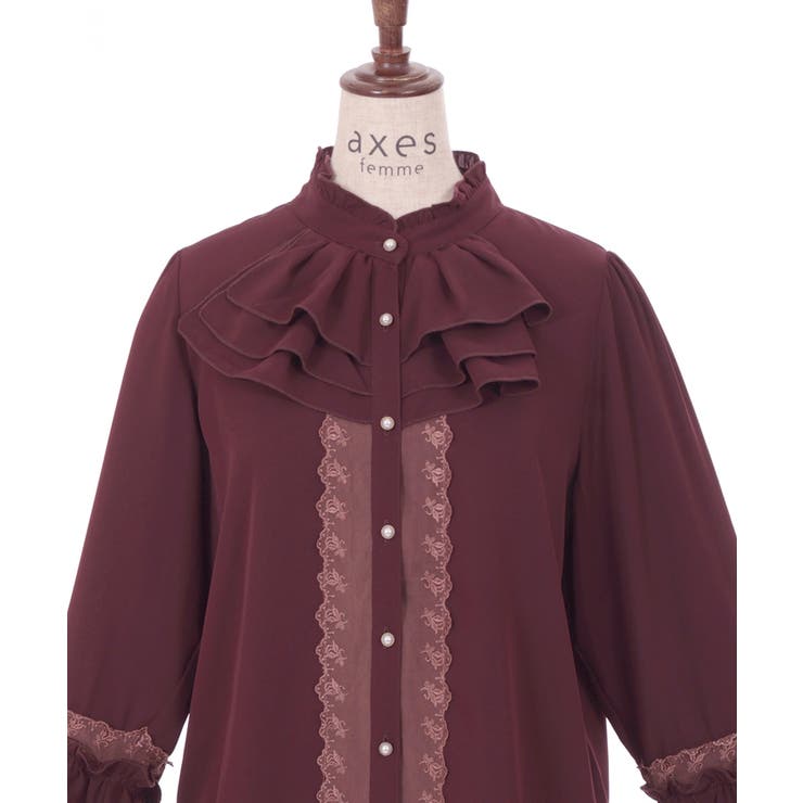 ジャボ風フリルブラウス[品番：IGAW0005769]｜axes femme