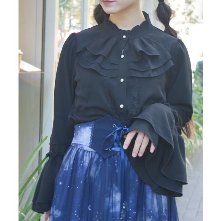 ジャボ風フリルブラウス[品番：IGAW0005769]｜axes femme