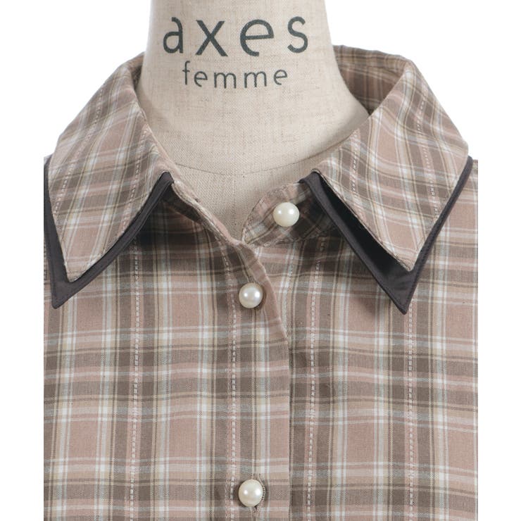 バイカラーリボンシャツ | axes femme | 詳細画像16 
