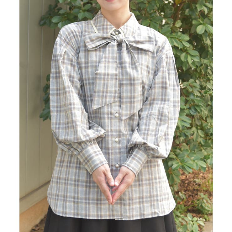 グレー | バイカラーリボンシャツ | axes femme