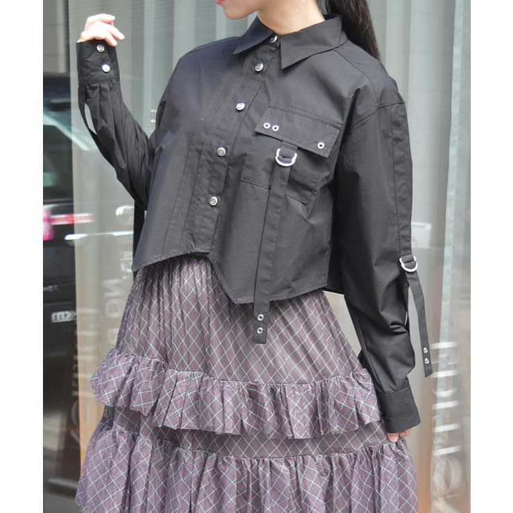 黒 | ハトメ×タブショートシャツ | axes femme