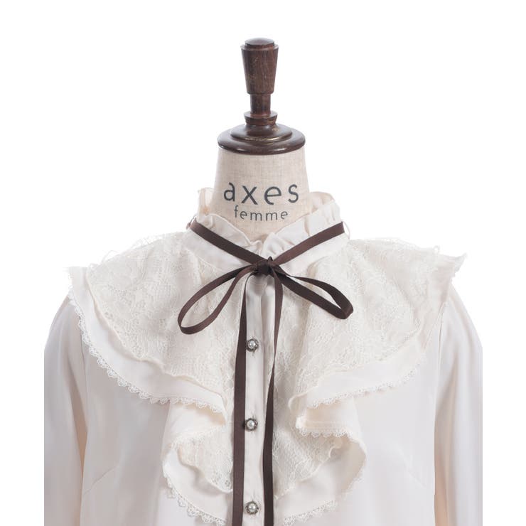 レース重ねラッフルフリルブラウス | axes femme | 詳細画像19 