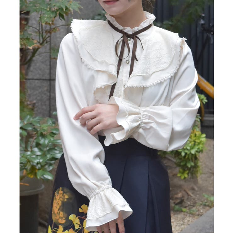 レース重ねラッフルフリルブラウス | axes femme | 詳細画像4 