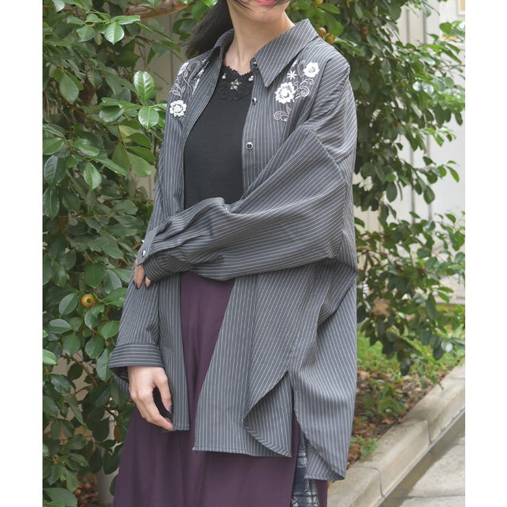 花刺繍オーバーシャツ | axes femme | 詳細画像7 