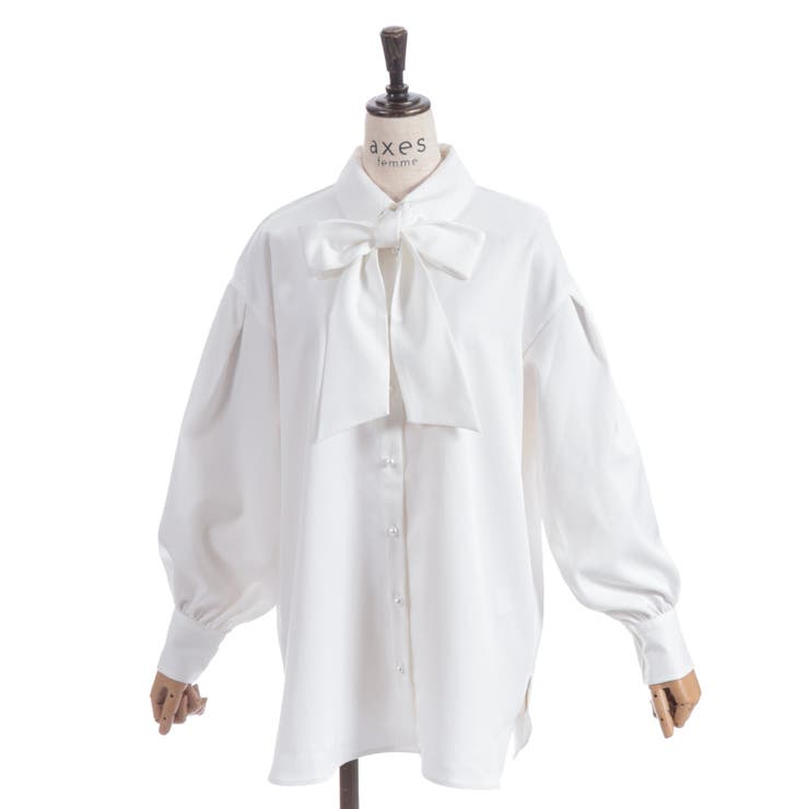 白 | ボリューム袖リボンシャツ | axes femme