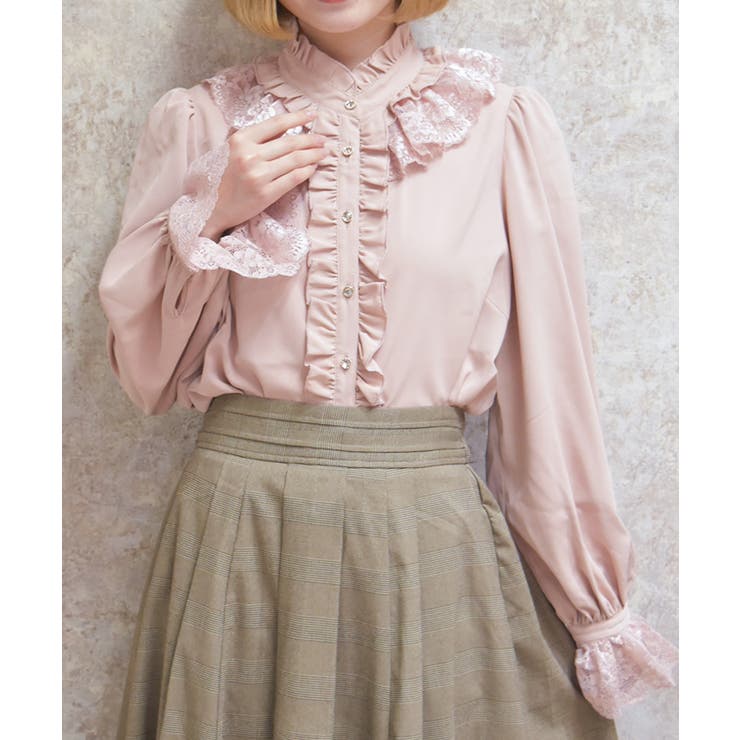 ピンク | レースフリルブラウス | axes femme