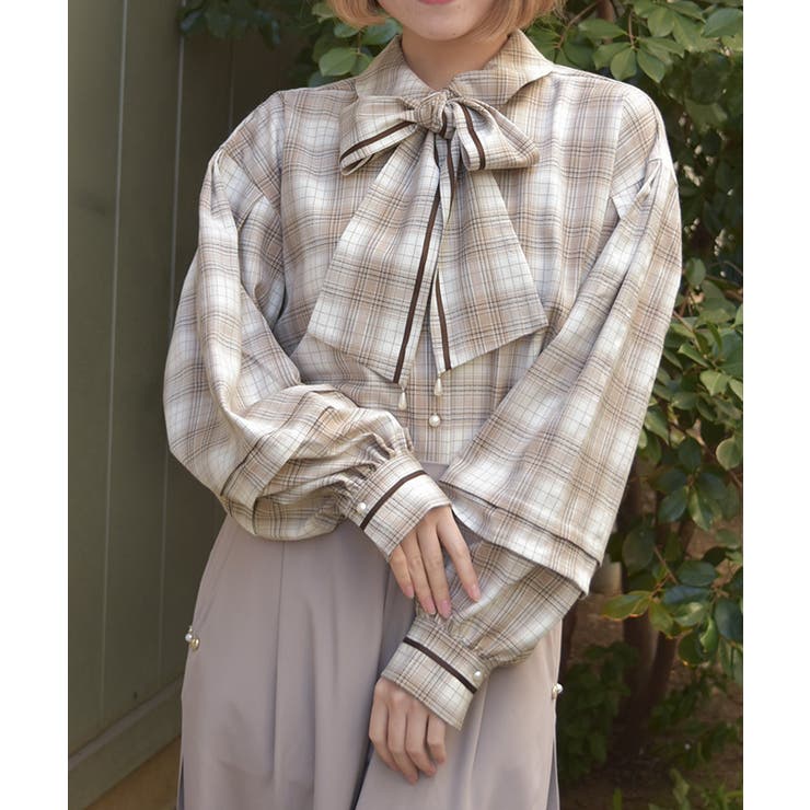 モカ | ラインリボンオーバーシャツ | axes femme