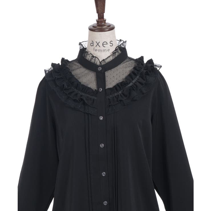 ドットチュール姫袖ブラウス[品番：IGAW0007527]｜axes femme