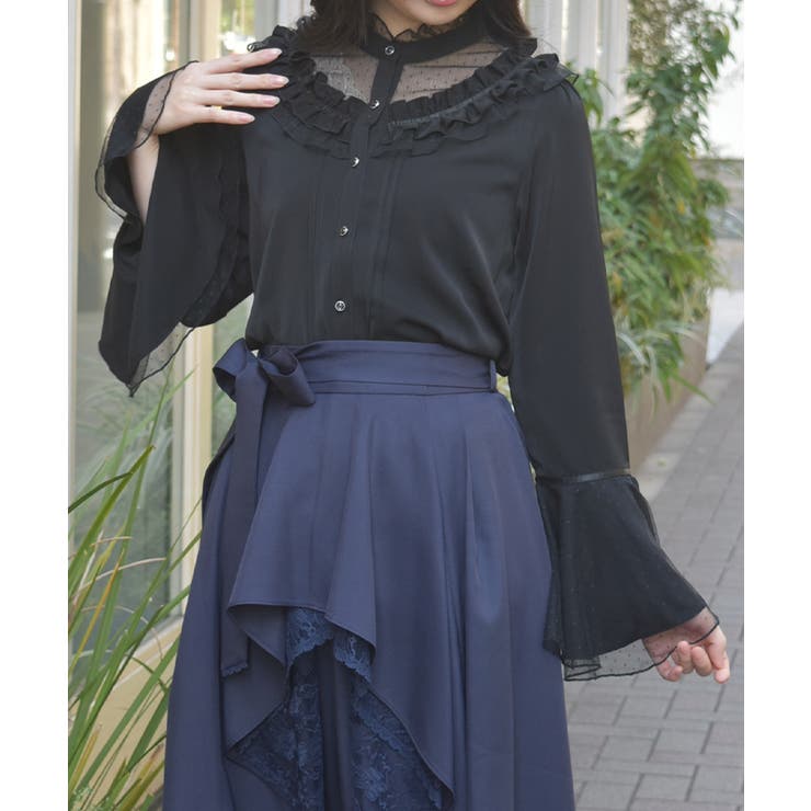 ドットチュール姫袖ブラウス[品番：IGAW0007527]｜axes femme