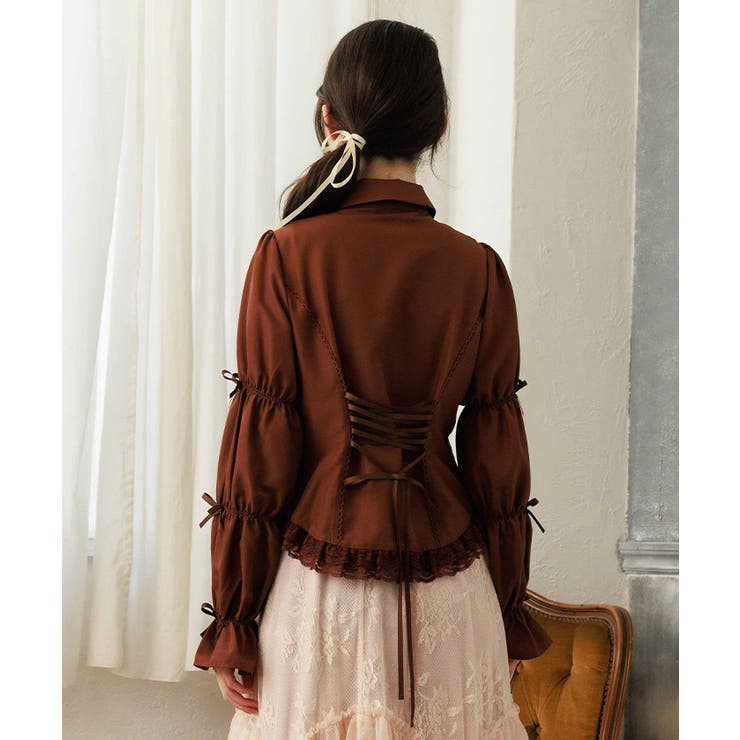 シャーリングスリーブブラウス[品番：IGAW0007603]｜axes femme