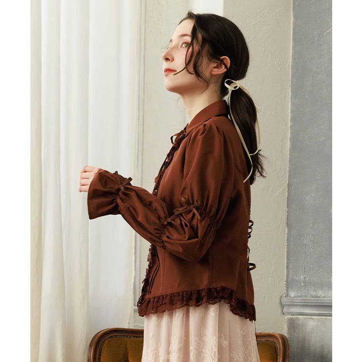 シャーリングスリーブブラウス[品番：IGAW0007603]｜axes femme