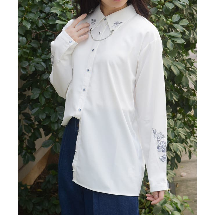 チェーン付刺繍シャツ | axes femme | 詳細画像1 