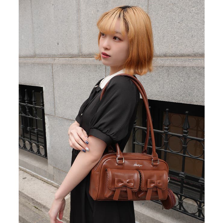 茶 | ハートポーチ付ボストンバッグ | axes femme