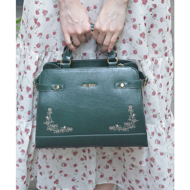 Ｄグリーン | 薔薇刺繍クラシカルボストン | axes femme