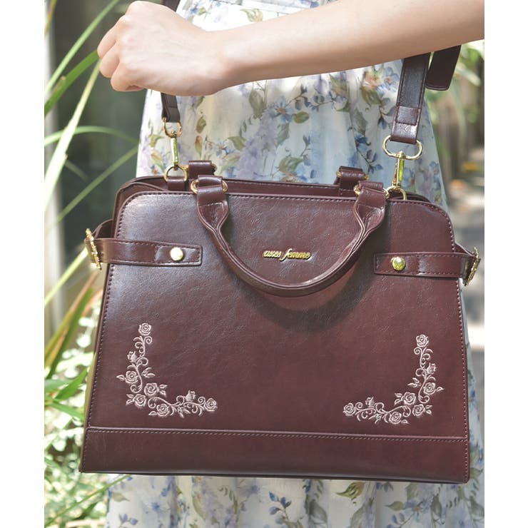 Ｄブラウン | 薔薇刺繍クラシカルボストン | axes femme