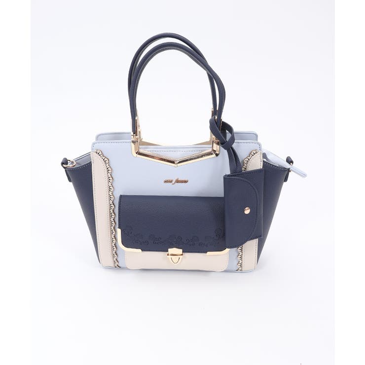 ブルー | エンボスフラップ配色バッグ | axes femme