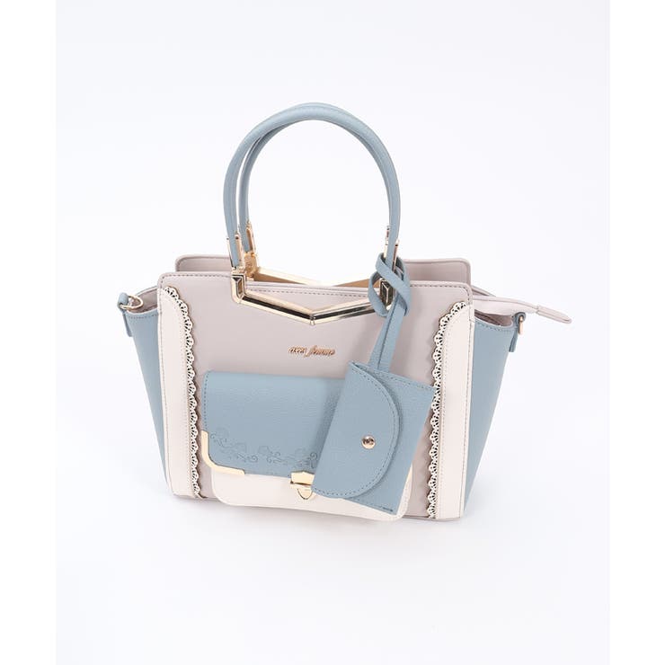 ブルーグリーン | エンボスフラップ配色バッグ | axes femme