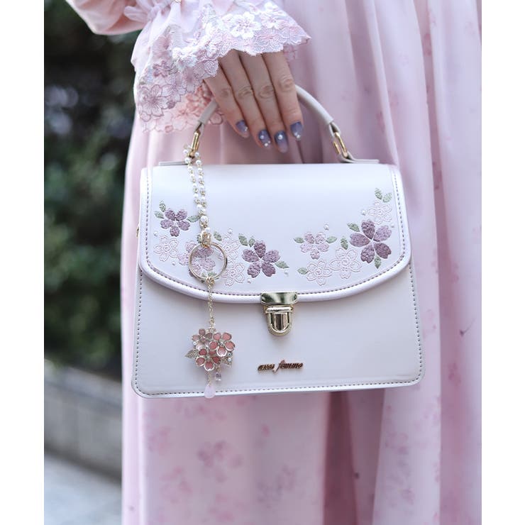 桜刺繍配色デザインボストン | axes femme | 詳細画像1 