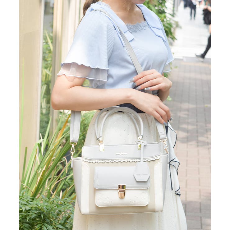薔薇エンボス配色ボストン | axes femme | 詳細画像4 