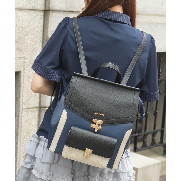 紺 | 薔薇エンボス配色リュック | axes femme