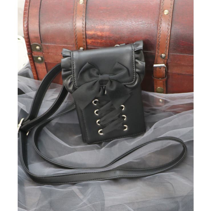 黒 | レースアップスマホポシェット | axes femme