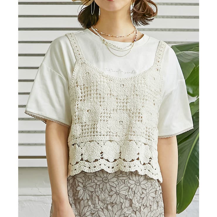 花モチーフクロシェキャミ[品番：IGAW0001785]｜axes femme