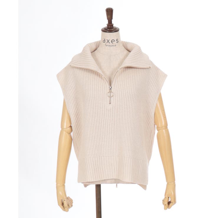 高級ブランド ハーフジップニットベスト[品番：IGAW0005460]｜axes femme トップス