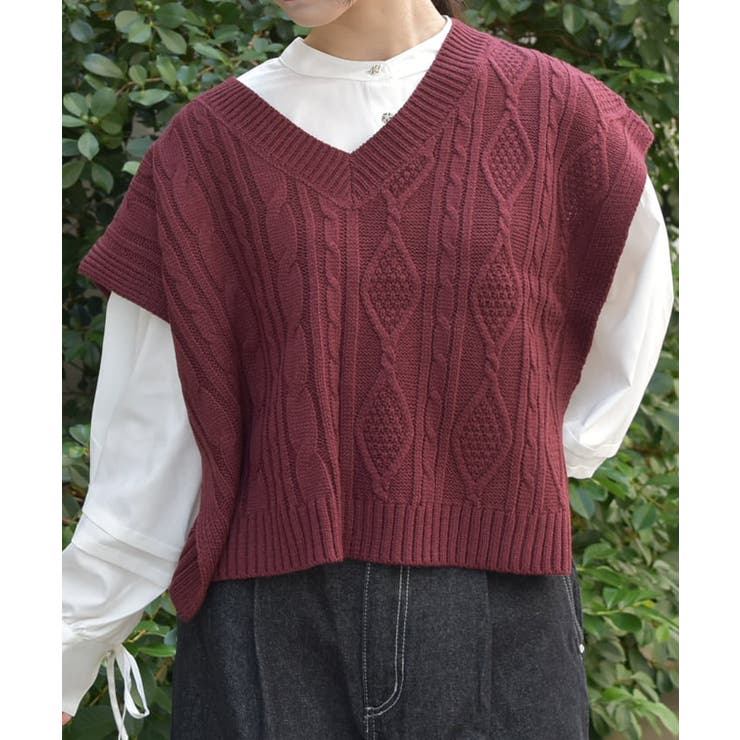 バックリボンニットベスト[品番：IGAW0005503]｜axes femme
