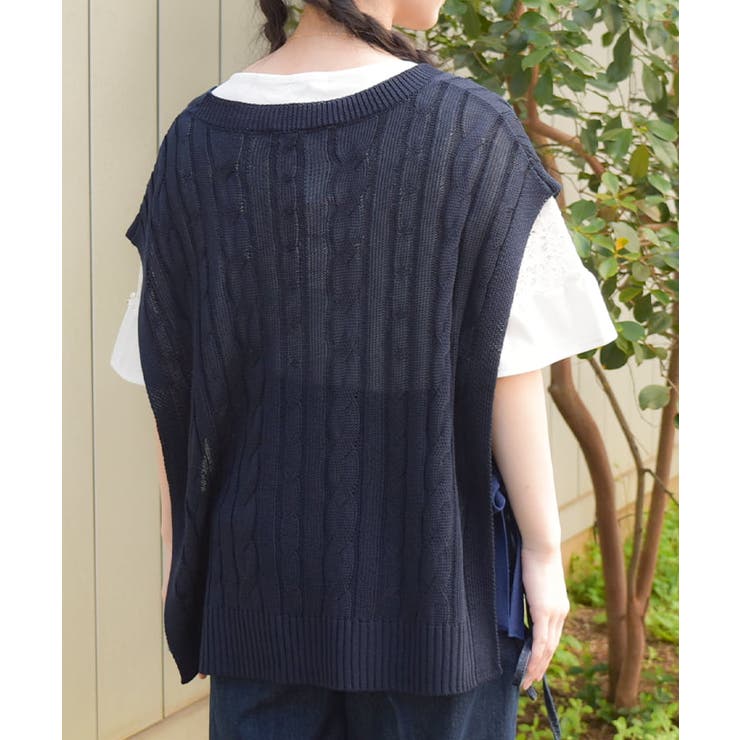 リボンデザインニットベスト | axes femme | 詳細画像3 