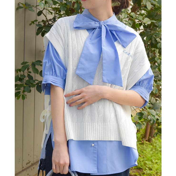 生成り | リボンデザインニットベスト | axes femme