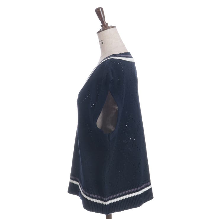 ダイヤ柄チルデンニットベスト | axes femme | 詳細画像10 