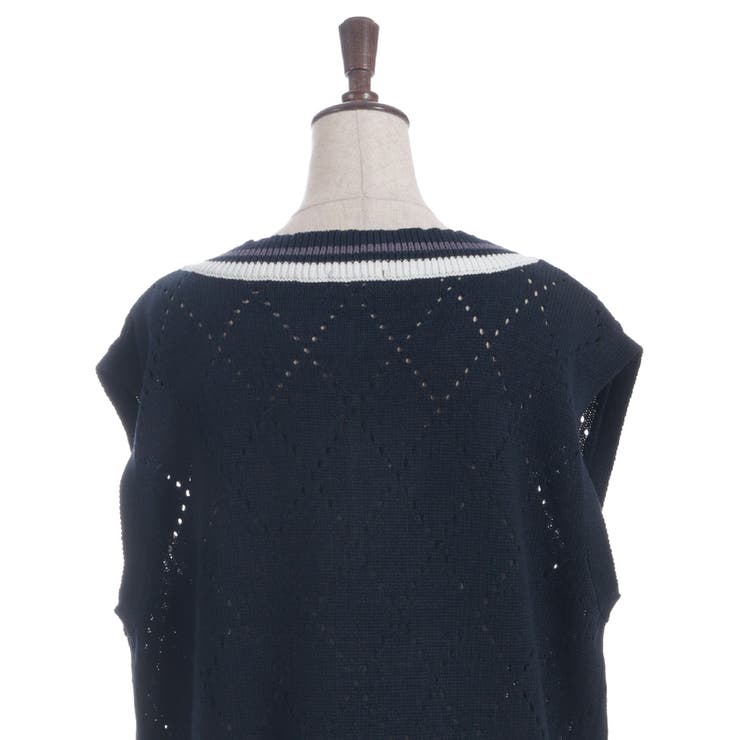 ダイヤ柄チルデンニットベスト | axes femme | 詳細画像14 