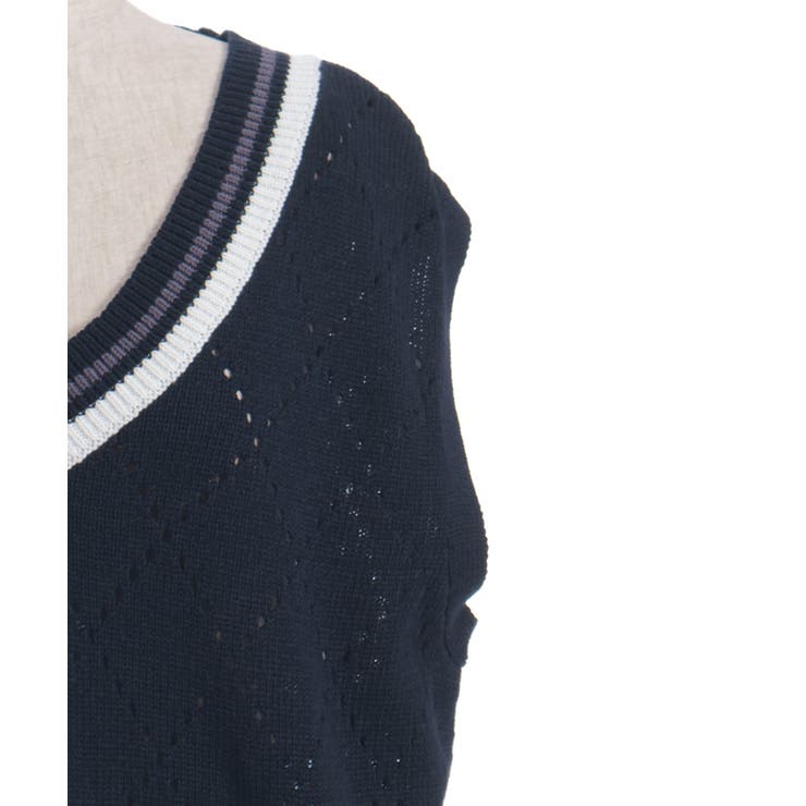 ダイヤ柄チルデンニットベスト | axes femme | 詳細画像15 