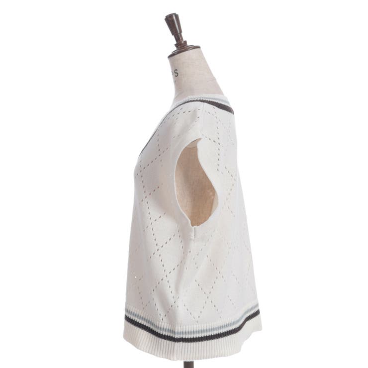 ダイヤ柄チルデンニットベスト | axes femme | 詳細画像17 