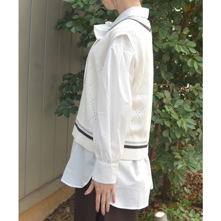 ダイヤ柄チルデンニットベスト | axes femme | 詳細画像2 