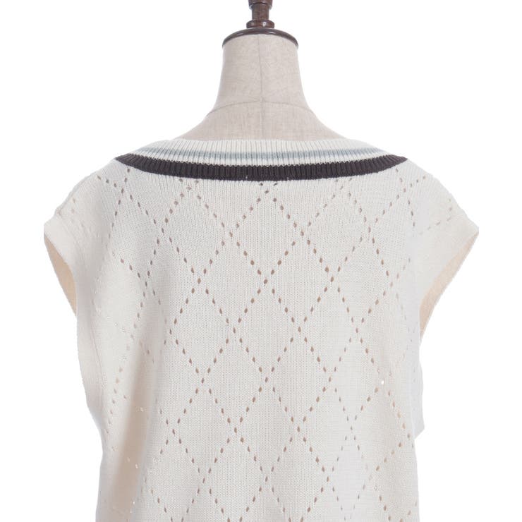 ダイヤ柄チルデンニットベスト | axes femme | 詳細画像21 