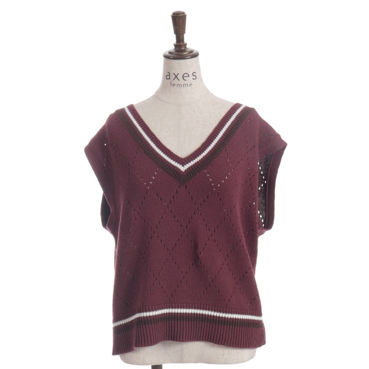 ダイヤ柄チルデンニットベスト | axes femme | 詳細画像22 