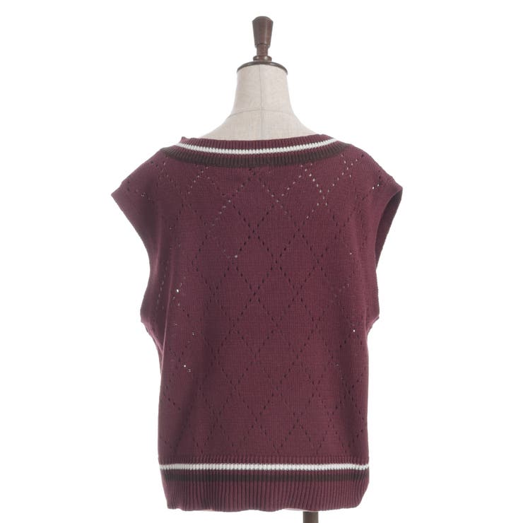 ダイヤ柄チルデンニットベスト | axes femme | 詳細画像24 