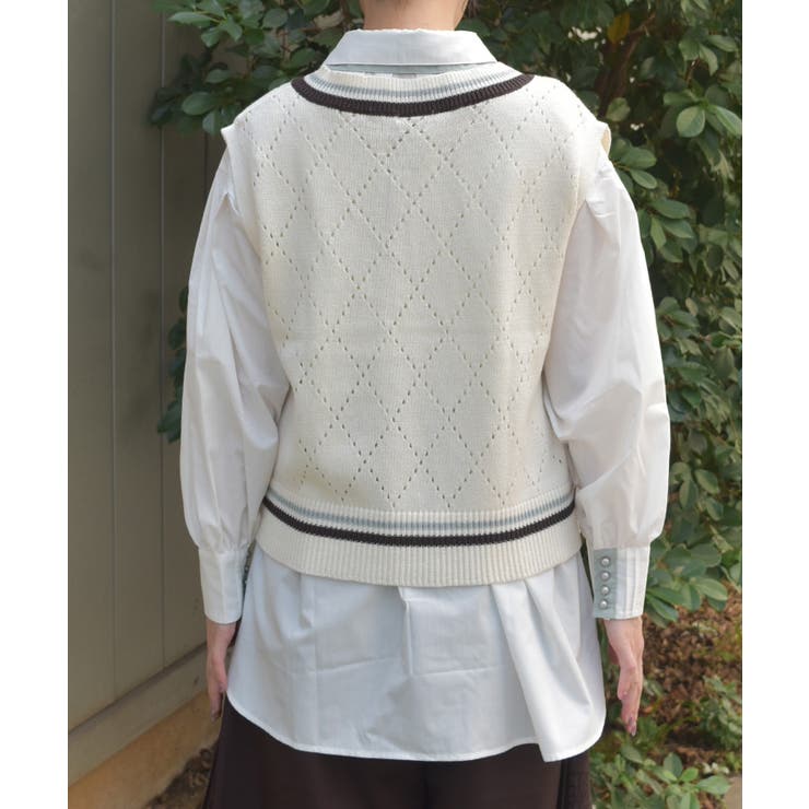 ダイヤ柄チルデンニットベスト | axes femme | 詳細画像3 