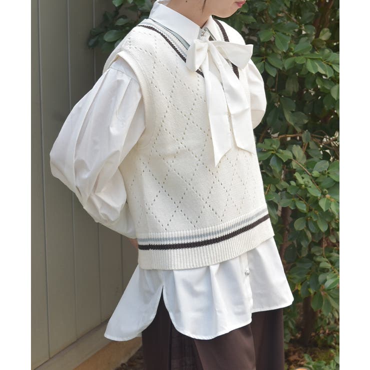 ダイヤ柄チルデンニットベスト | axes femme | 詳細画像5 