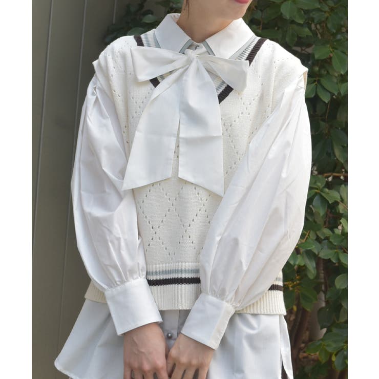 ダイヤ柄チルデンニットベスト | axes femme | 詳細画像6 