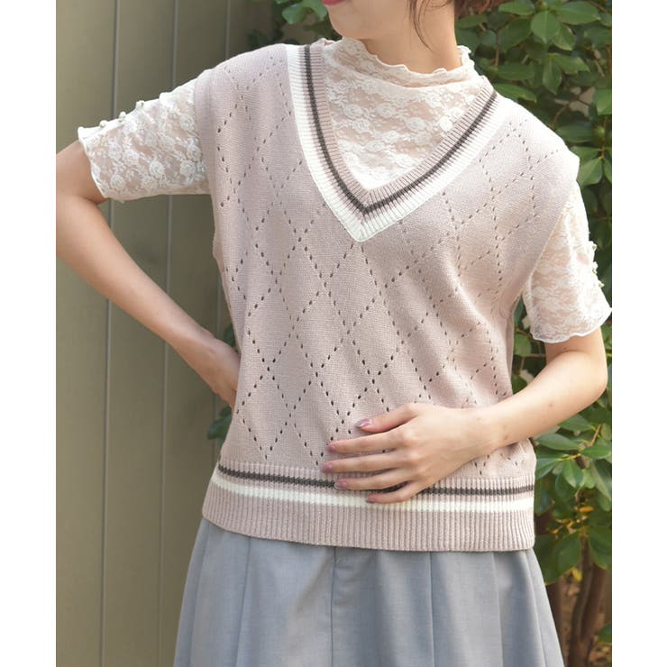 ダイヤ柄チルデンニットベスト | axes femme | 詳細画像7 