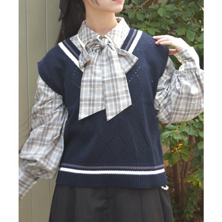 ダイヤ柄チルデンニットベスト | axes femme | 詳細画像8 