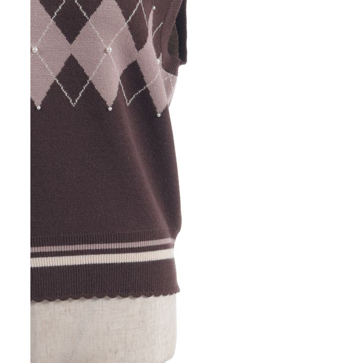 パール付アーガイルベスト | axes femme | 詳細画像10 