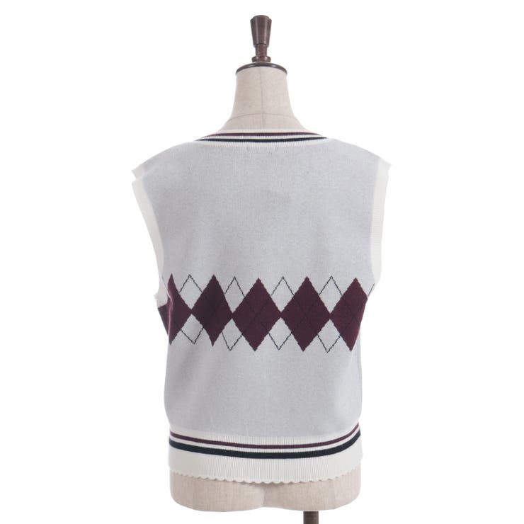 パール付アーガイルベスト | axes femme | 詳細画像14 