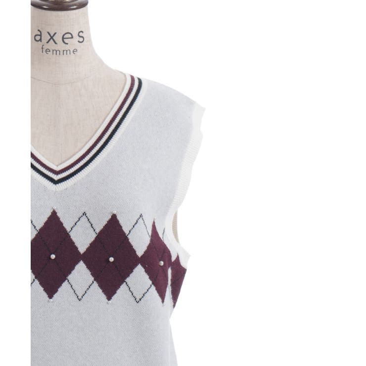 パール付アーガイルベスト | axes femme | 詳細画像17 