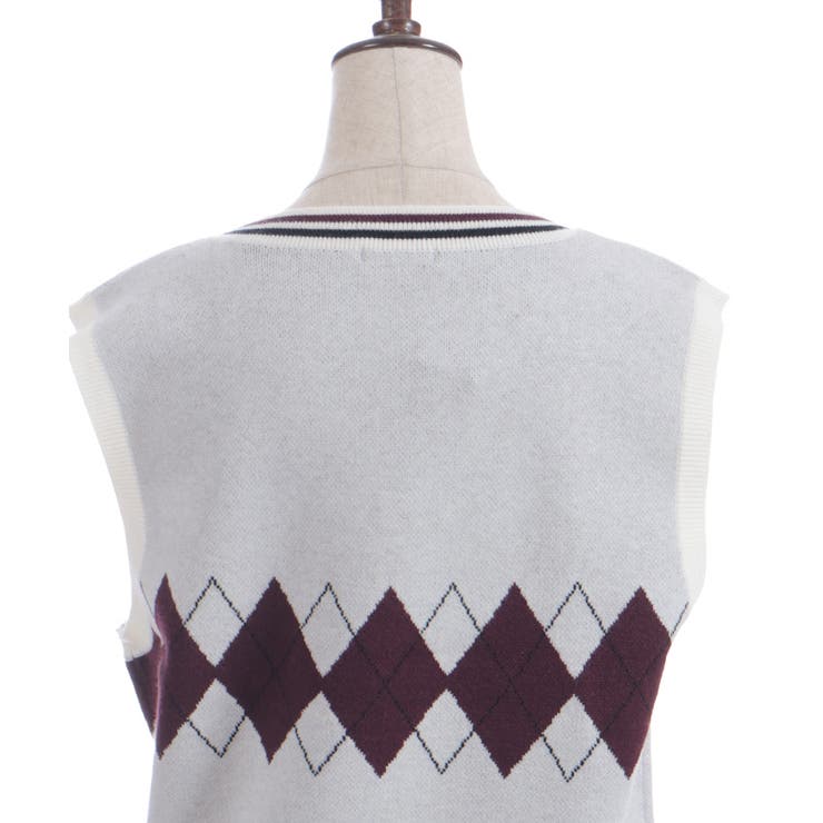 パール付アーガイルベスト | axes femme | 詳細画像18 