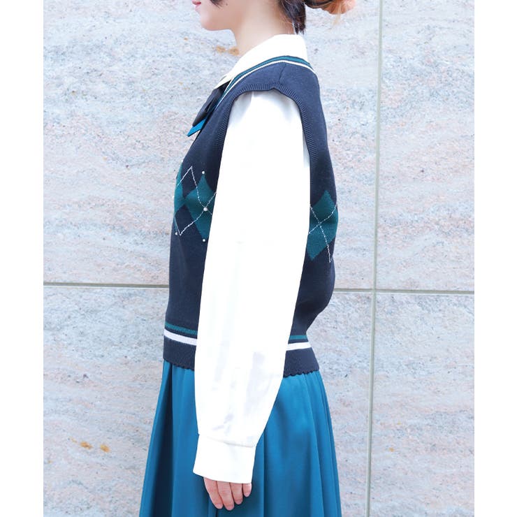 パール付アーガイルベスト | axes femme | 詳細画像2 