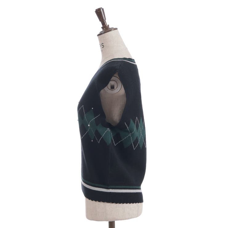 パール付アーガイルベスト | axes femme | 詳細画像20 