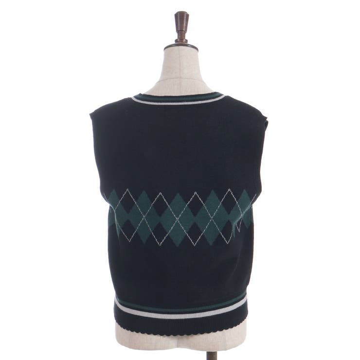 パール付アーガイルベスト | axes femme | 詳細画像21 